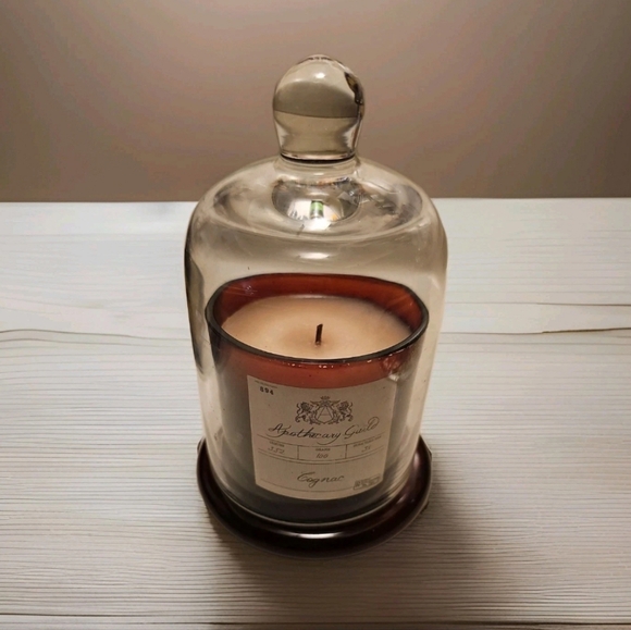 NEW Apothecary guild scented candle jar with/glass dome cognac - Picture 1 of 3